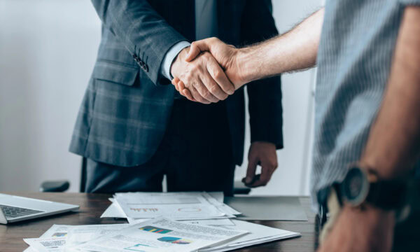 view investor handshaking businessman